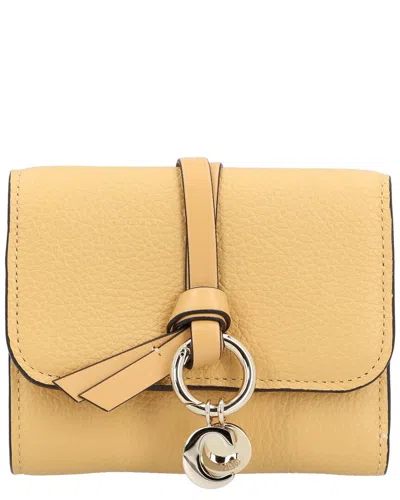 Pre-owned Chloé Yellow Leather Tri-fold Wallet Alphabet , Never Carried (authentic Pre-loved)