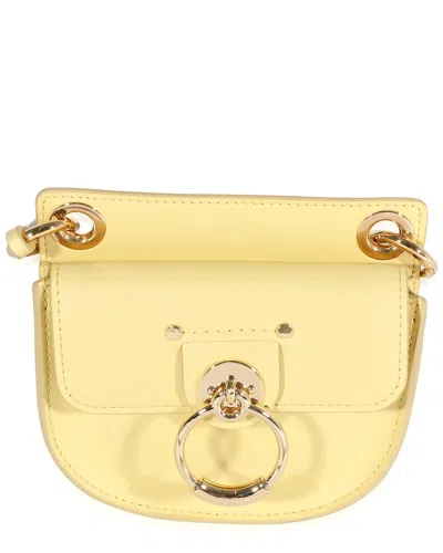 Chloé Yellow Raffia & Leather The Mini Flat Pouch (authentic Pre-loved)