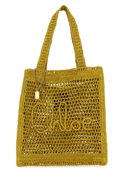Chloé Chloe Yellow Raffia Estate Banana Shopping Bag