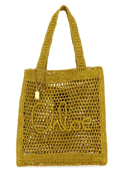 Chloé Yellow Raffia Estate Banana Shopping Bag