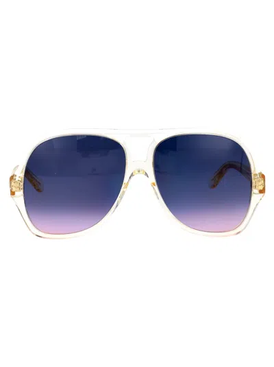 Chloé Yellow Recycled Acetate Sunglasses In Blue