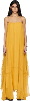 Chloé Asymmetric Embellished Ruffled Organic Silk-crepon Gown In Yellow