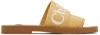 Chloé Woody Logo Embroidered Flat Slides In 224 Light Ochre