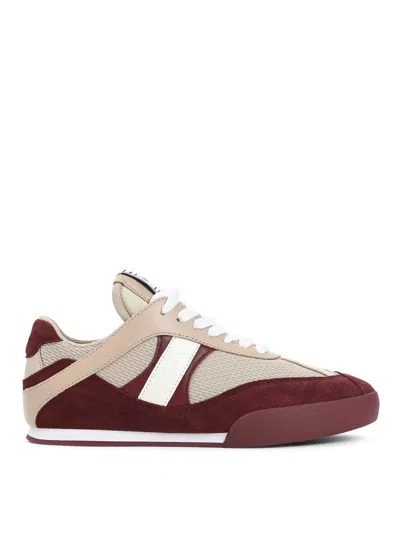 Chloé Kick Mixed Leather Retro Low-top Sneakers In Burgundy