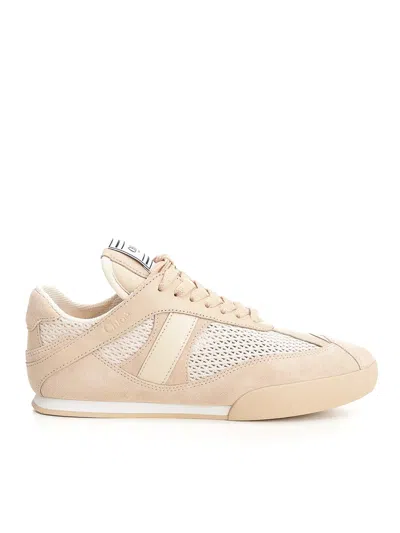 Chloé Kick Peachy Pink Sneaker In Mesh And Leather In Neutral