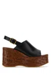 Chloé Black Leather Maxime Wedges In Black