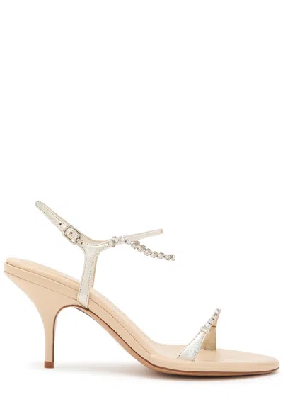 Chloé Chloe Zia 80 Crystal-embellished Leather Sandals In Gold