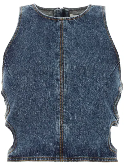 Chloé Zip-fastened Denim Tank Top In Faded Denim
