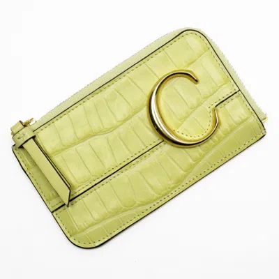 Pre-owned Chloé Chloe Zip Wallet Leather Embossed Leather Yellow Leather Wallets Accessory ()