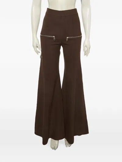 Pre-owned Chloé Zip-detail Flared Trousers In Brown