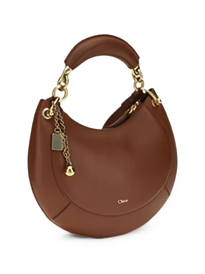Chloé Banana Small Shoulder Bag Chain Detail In Brown