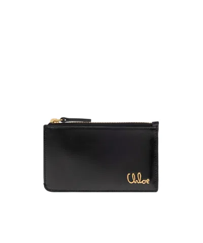 Chloé Zipper Card Bag In Black