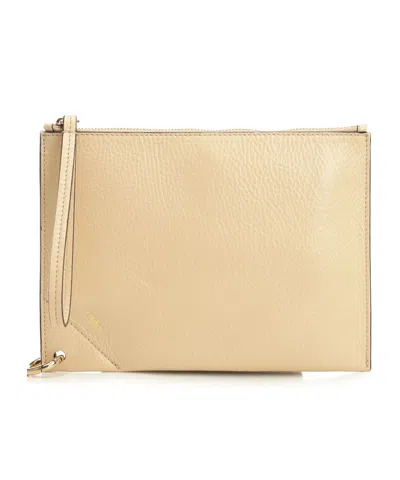 Chloé Zipper Clutch In Neutral