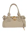 Chloé Padlock Studded Shoulder Bag In Brown
