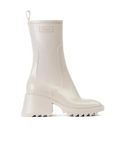 Chloé Zipper Rain Boots In White
