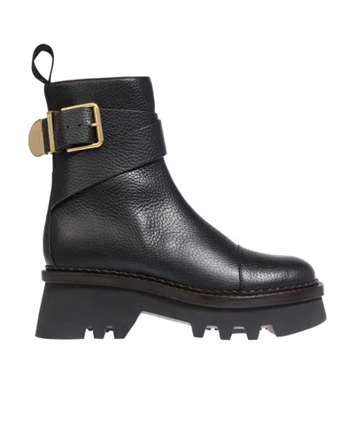Chloé Zipper Thick-soled Short Boots In Black