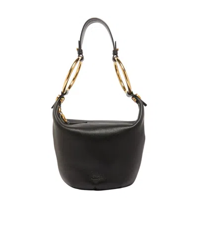 Chloé Bracelet Zip Shoulder Bag In Grained Buffalo Leather In Black