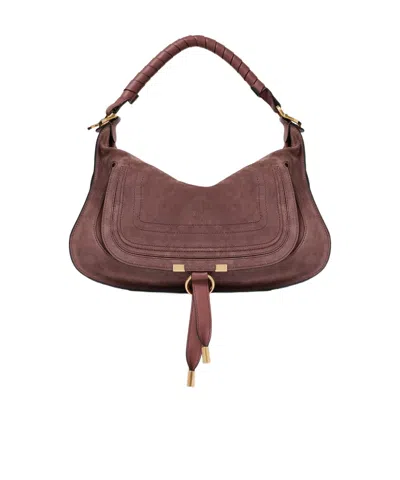 Chloé Small Marcie Suede Tote Bag In Brown