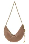 Chloé Half-moon Suede Finish Gold-tone Chain Shoulder Bag In Brown