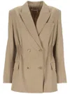 Chloé Double-breasted Jacket In Soft Wool In Pearl Beige