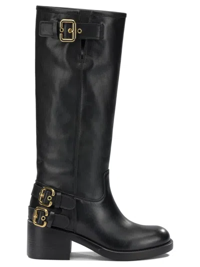 Chloé Dakota Grained Leather Knee-high Boots In Black