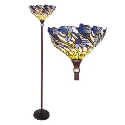 Chloelighting 1 Light Tiffany-style Iris Torchiere Floor Lamp 17" Shade