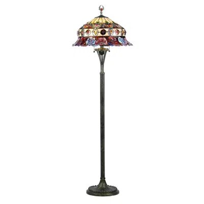 Chloelighting 3 Light Tiffany-style Roses Scalloped Floor Lamp 20" Shade