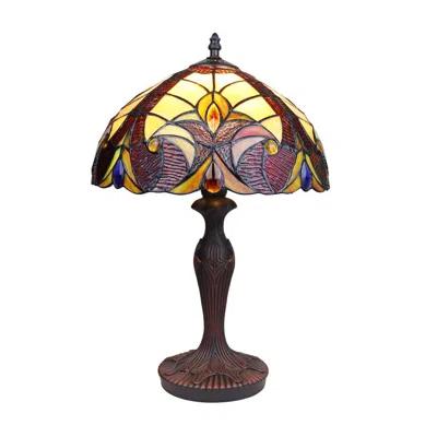 Chloelighting Adia Tiffany-style Dark Bronze 1-light Victorian Accent Table Lamp 12" Shade