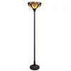 Chloelighting Adia Tiffany-style Dark Bronze 1-light Victorian Torchiere Floor Lamp 14" Shade