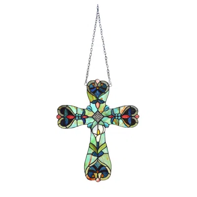 Chloelighting Alena Victorian Tiffany-style Stained Glass Window Panel 20" Tall