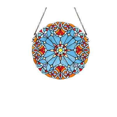 Chloelighting Amiya Tiffany-style Victorian Stained Glass Window Panel 20" Height