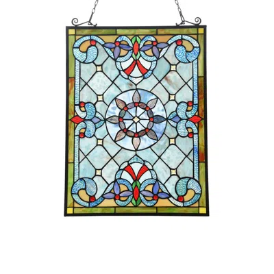 Chloelighting Anelisa Tiffany-style Victorian Design Window Panel 18" X 25"