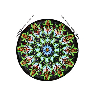 Chloelighting Arabella Tiffany-style Victorian Stained Glass Window Panel, 26" Width