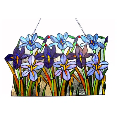 Chloelighting Ariana Tiffany-glass Iris Window Pane 24' Wide