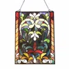 Chloelighting Audrina Tiffany-style Victorian Stained-glass Window Panel 24" Height