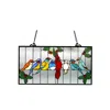Chloelighting Aves Tiffany-glass Gathering Birds Window Panel 24.5x12.5