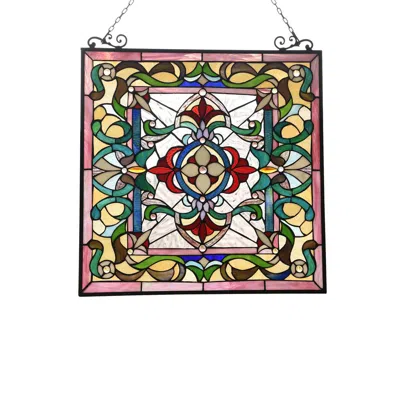 Chloelighting Aylee Tiffany-style Victorian Design Window Panel 24" X 25"