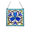 Chloelighting Bell-flower Victorian-style Black Finish Stained Glass Window Panel 16" Tall