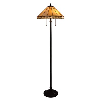 Chloelighting Belle Mission Tiffany-style Blackish Bronze 2 Light Floor Lamp 18" Wide