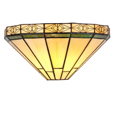 Chloelighting Belle Tiffany-style 1 Light Mission Wall Sconce 12" Wide In Gold
