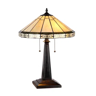 Chloelighting Belle Tiffany-style 2 Light Mission Table Lamp 16" Shade