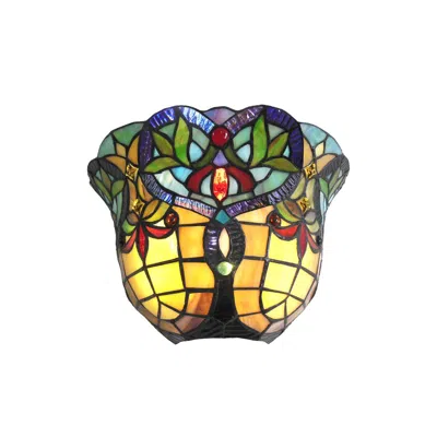 Chloelighting Bertram Tiffany-style 1 Light Victorian Indoor Wall Sconce 12" Shade