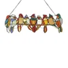 Chloelighting Birds On A Vine Tiffany-style Animal Design Window Panel 26" X 9"