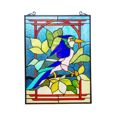 Chloelighting Bluejay Tiffany-style Animal Window Panel 24" Height