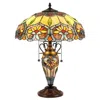 Chloelighting Crystorama Tiffany-style 3 Light Floral Double Lit Table Lamp 16" Shade