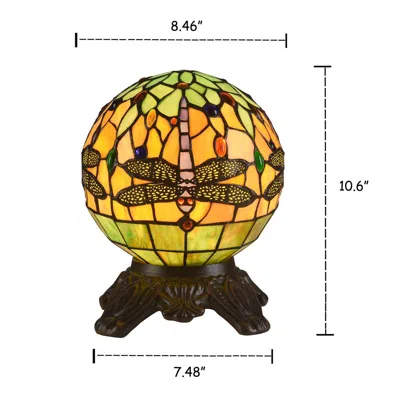 Chloelighting Demoiselle Tiffany-style 1 Light Dragonfly Accent Lamp 8" Shade