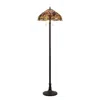 Chloelighting Dragan Tiffany-style 3 Light Dragonfly Floor Lamp 18" Shade In Brown