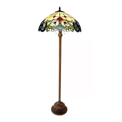 Chloelighting Dulce Tiffany-style 2 Light Victorian Floor Lamp 18" Shade