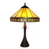 Chloelighting Eleanor Tiffany-style 2 Light Mission Table Lamp 16" Shade