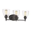 Chloelighting Elissa Transitional 3 Light Rubbed Bronze Bath Vanity Light Clear Glass 23" Wide In Black